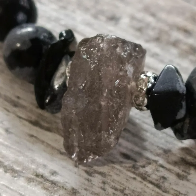 Браслет из обсидиана с раухтопазом