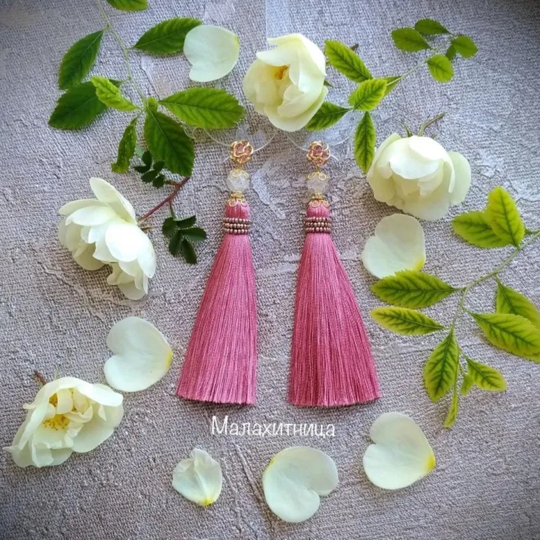 Серьги-кисти «Когда зацвёл миндаль».