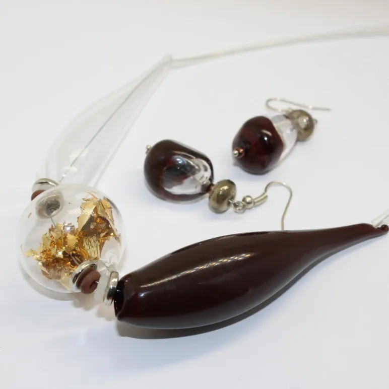 Комплект украшений Золото в шоколаде колье и серьги