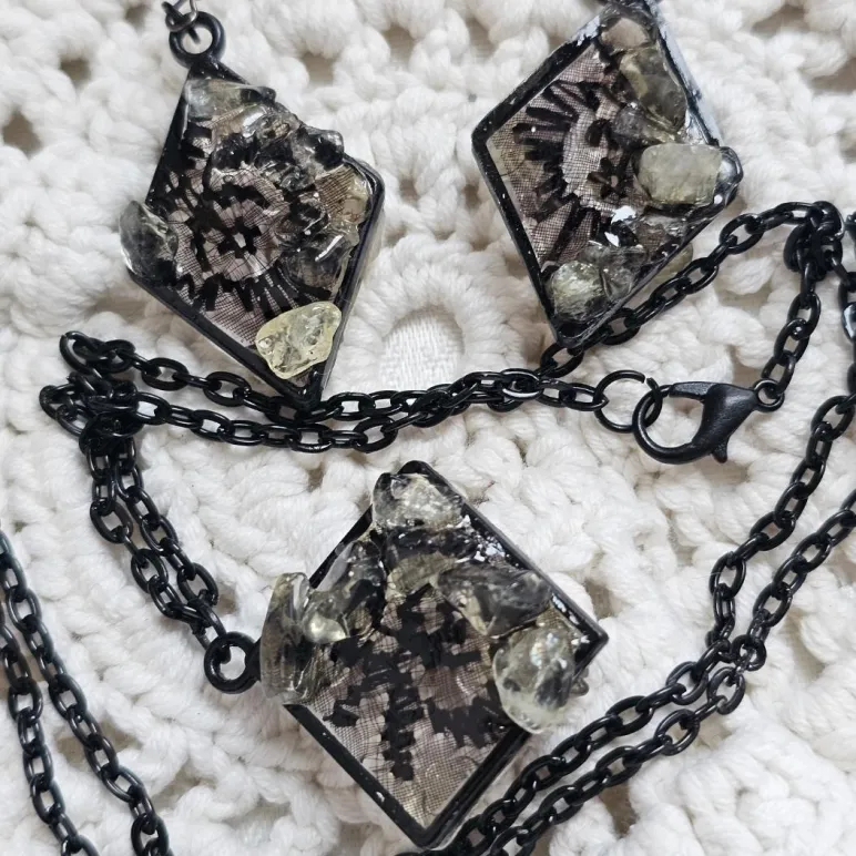 Комплект серьги и кулон ручной работы