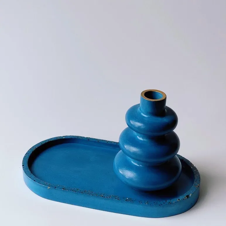 Поднос и ваза для сухоцветов из гипса