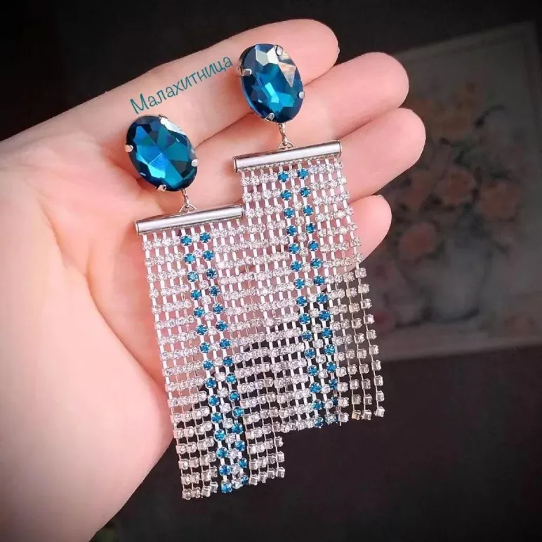 Клипсы «Брызги бирюзовых звезд»