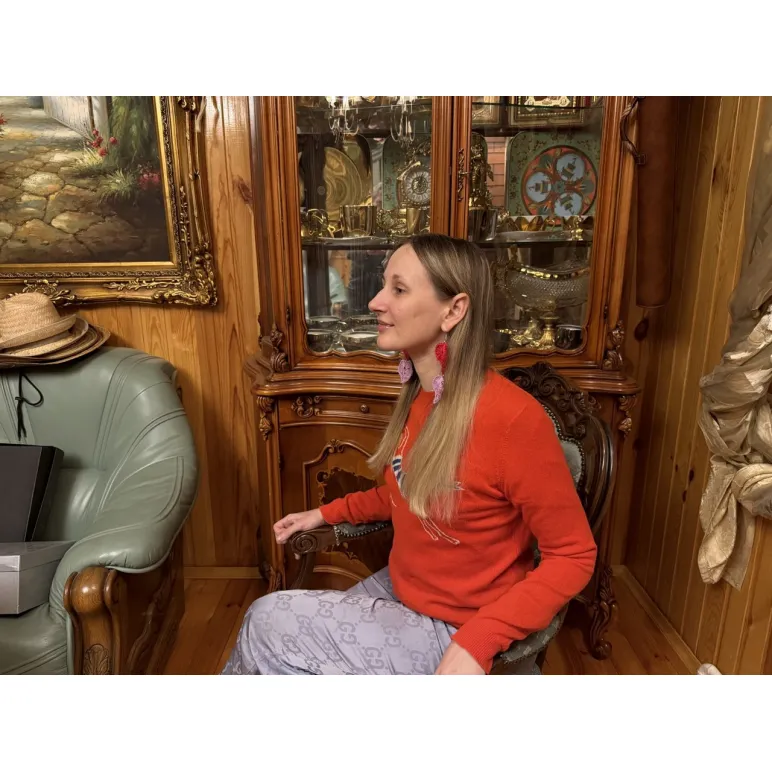 Сережки сердечки двуярусные