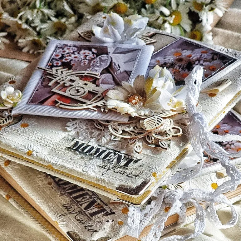 Подарочный набор ручной работы фотоальбом, фоторамка и открытка