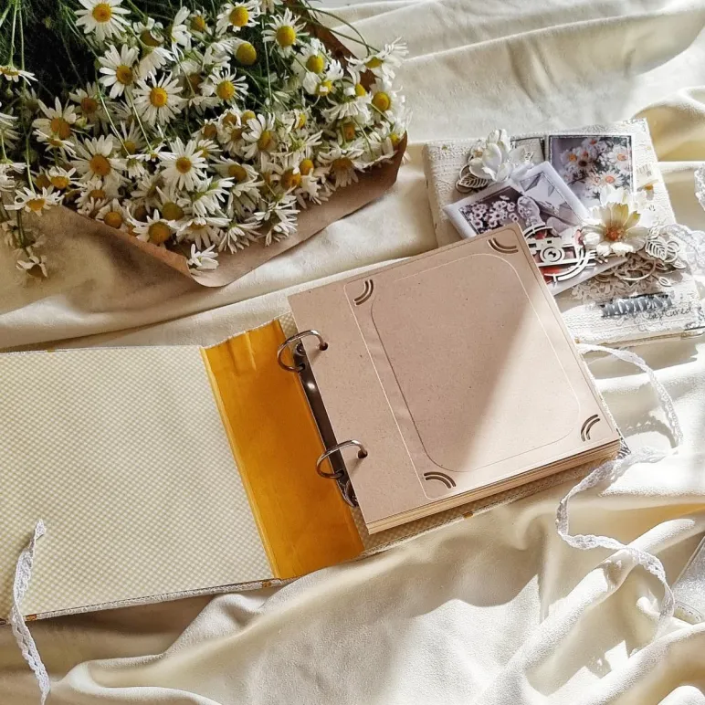 Подарочный набор ручной работы фотоальбом, фоторамка и открытка