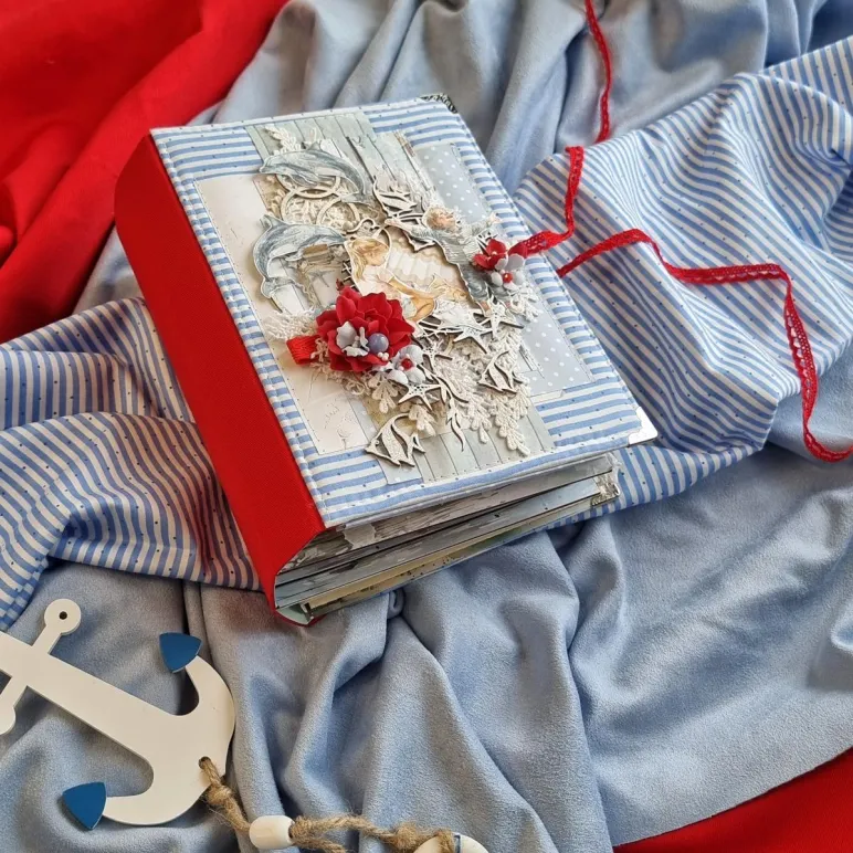 Фотоальбом ручной работы в морском стиле, упакован и с открыткой