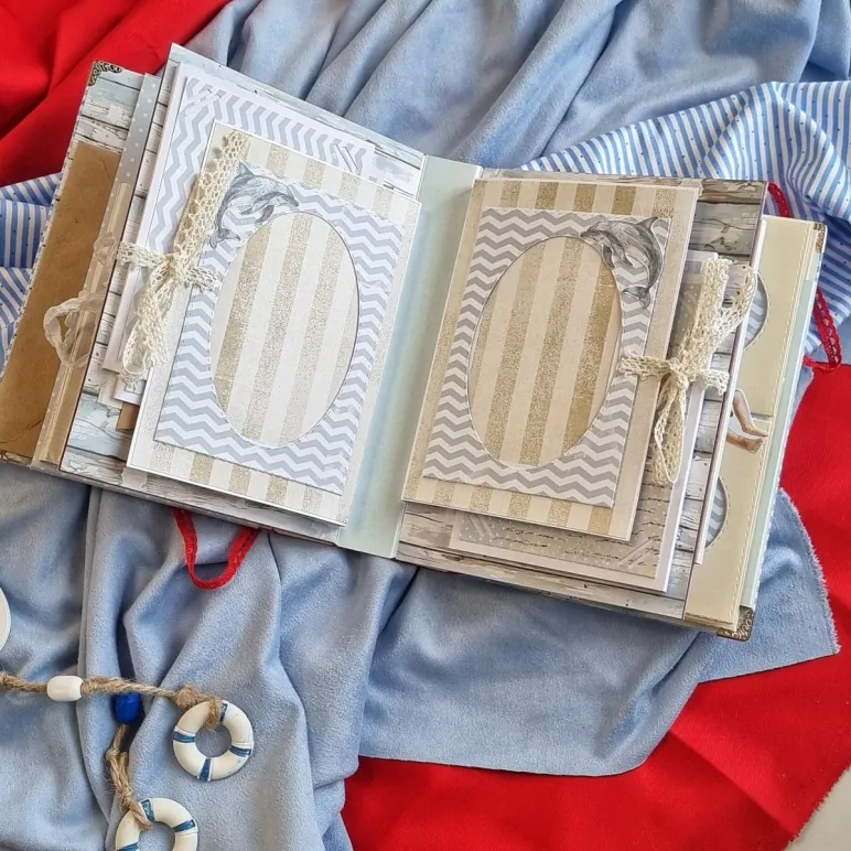 Фотоальбом ручной работы в морском стиле, упакован и с открыткой