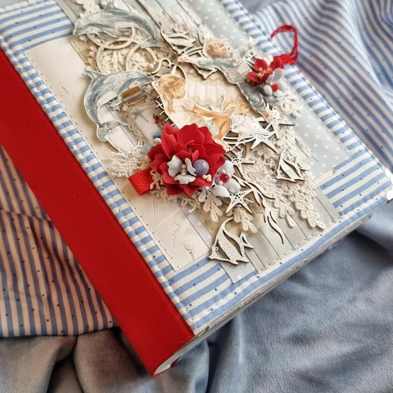 Фотоальбом ручной работы в морском стиле, упакован и с открыткой