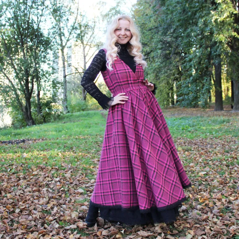 Сарафан теплый в стиле бохо с подъюбником