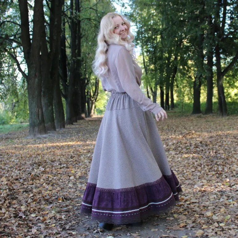 Юбка длинная на осень-весну. Юбка в клетку