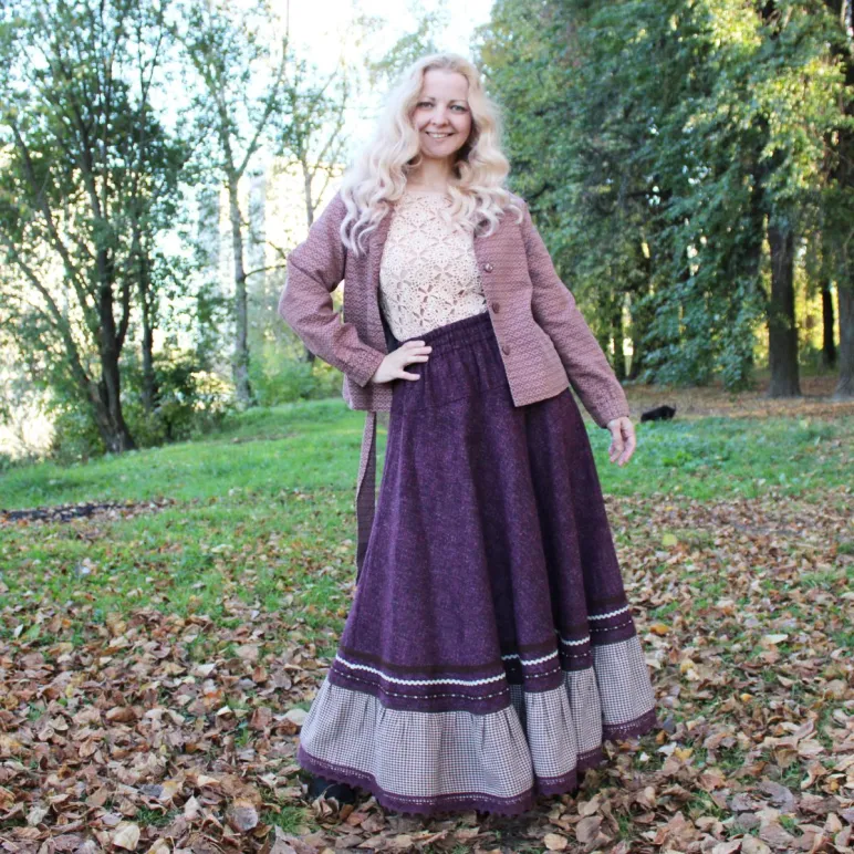 Юбка полушерстяная в стиле бохо. Юбка на осень-весну
