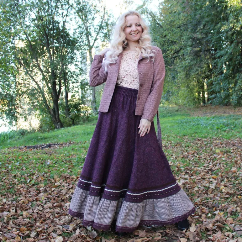 Юбка полушерстяная в стиле бохо. Юбка на осень-весну