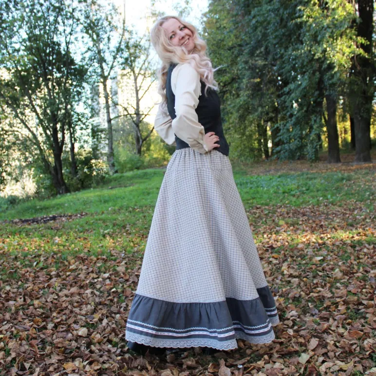 Юбка в клетку на осень-весну. Юбка длинная
