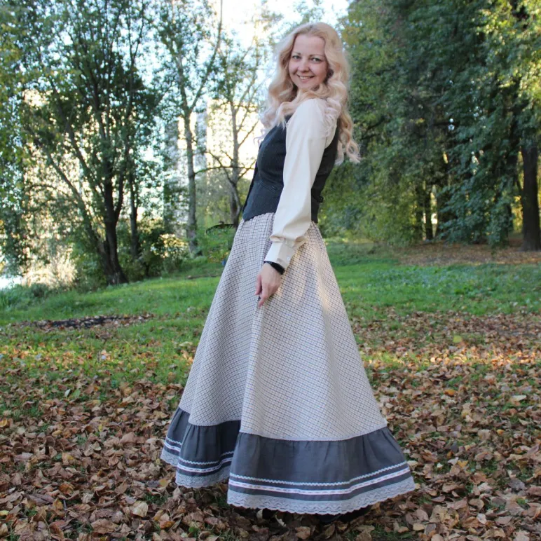 Юбка в клетку на осень-весну. Юбка длинная