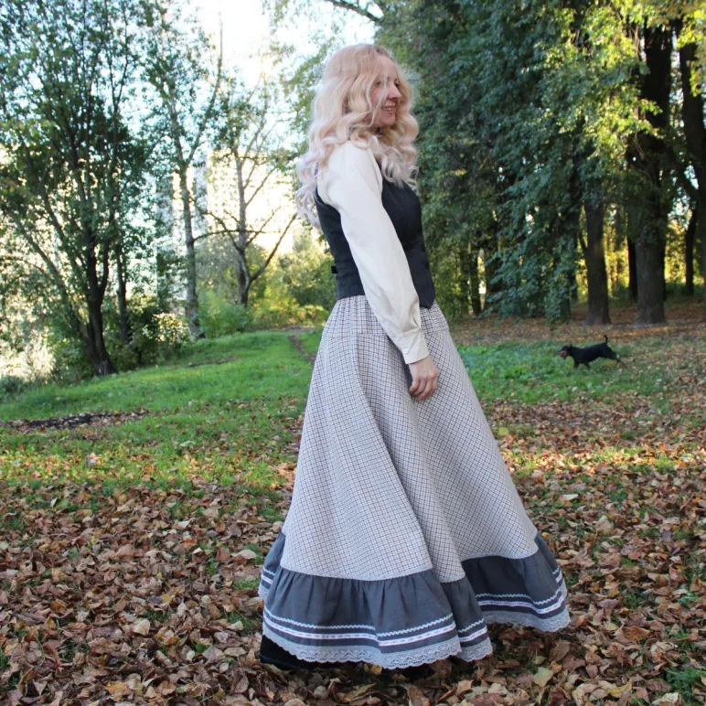 Юбка в клетку на осень-весну. Юбка длинная