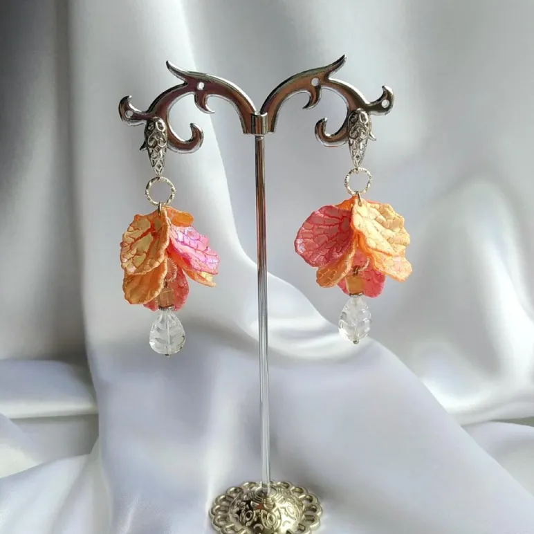 Серьги с хрусталем "Жаркие росы"