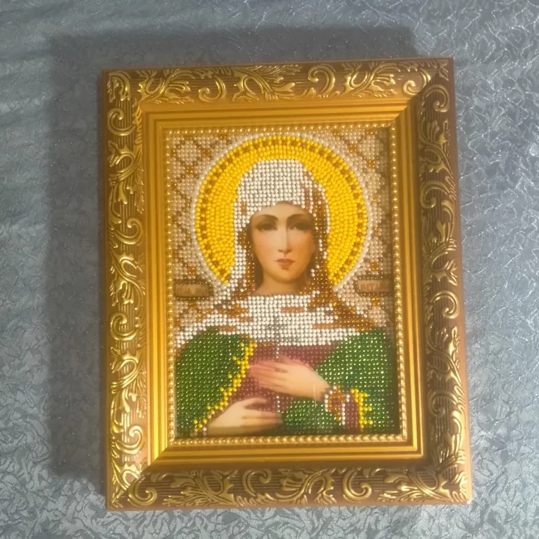 Православная икона, вышитая бисером Ниталия