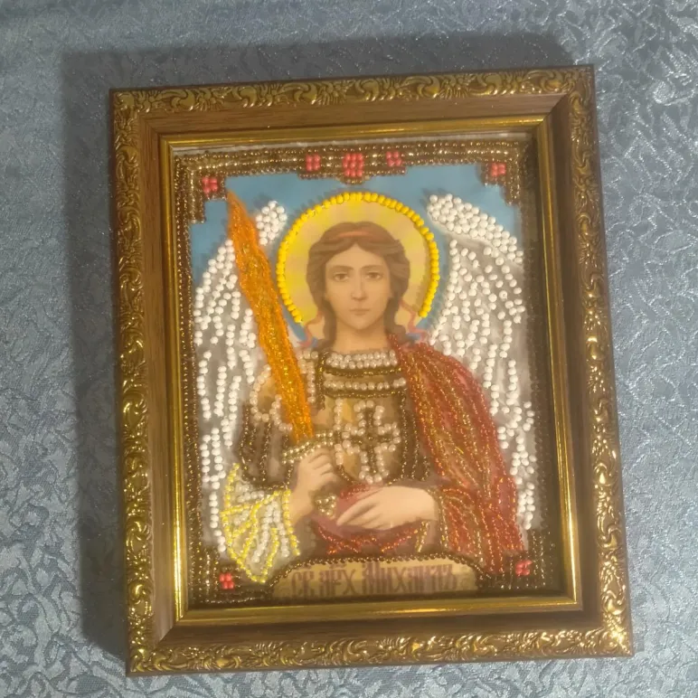 Православная икона, вышитая бисером, Игорь