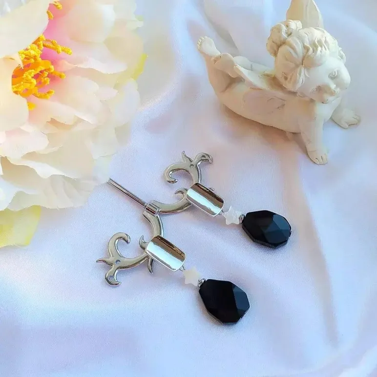 Серьги с агатом и перламутром "Андромеда"