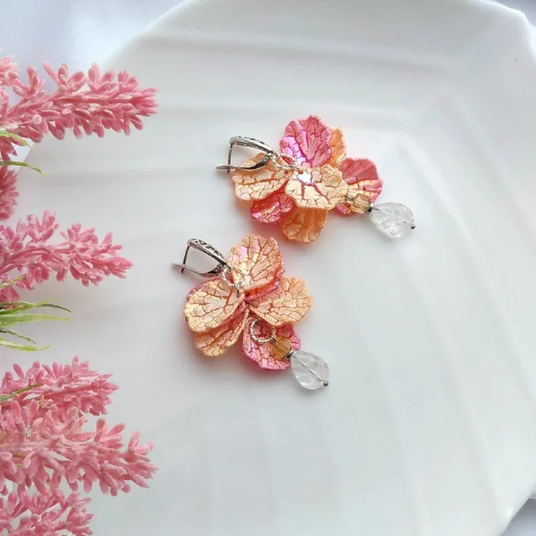 Серьги с хрусталем "Жаркие росы"