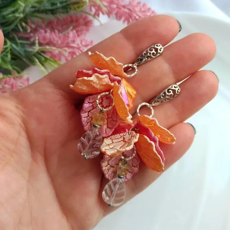 Серьги с хрусталем "Жаркие росы"