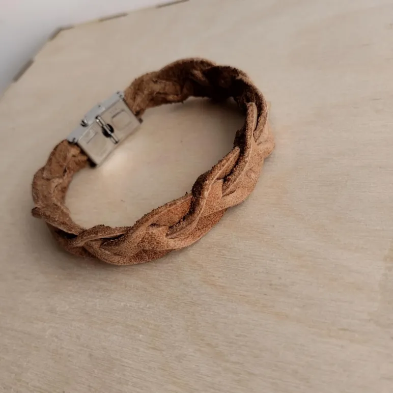 Браслет кожаный плетеный унисекс