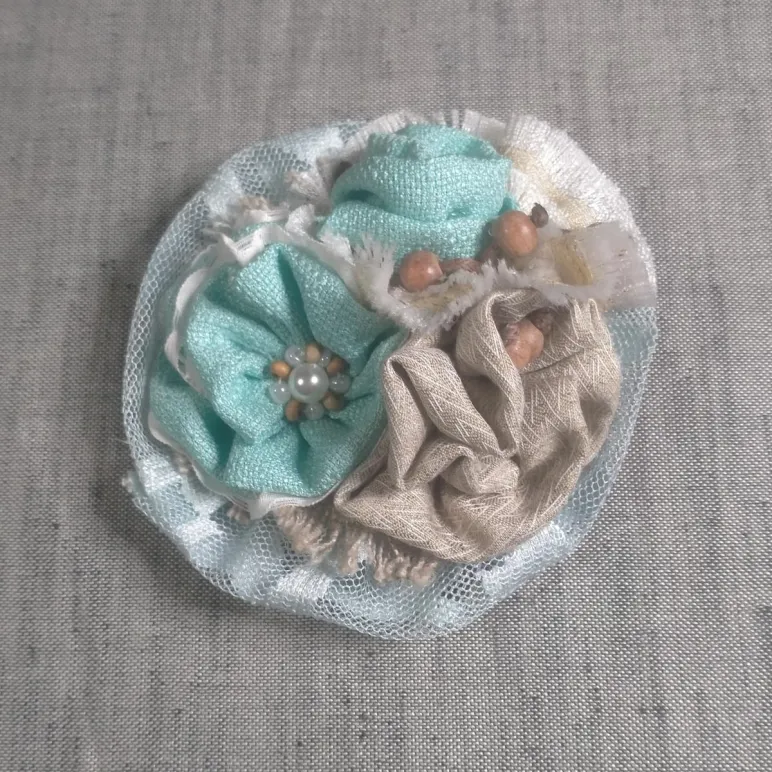 Текстильная брошь, бохо стиль.