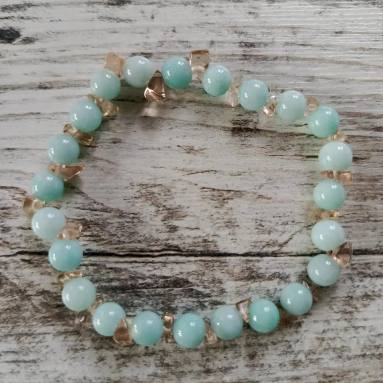 Браслет из ларимара с кварцем