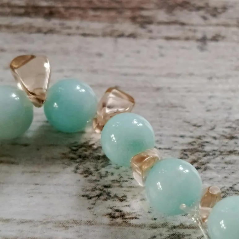 Браслет из ларимара с кварцем