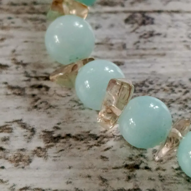 Браслет из ларимара с кварцем