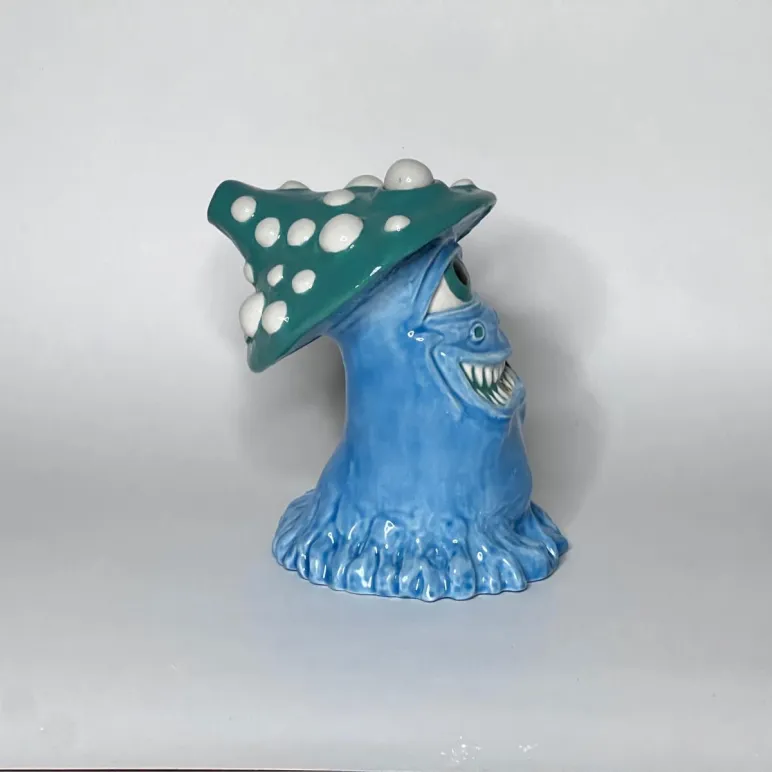 Бабблер/курительная трубка ручной работы Мухомор с золотым зубом