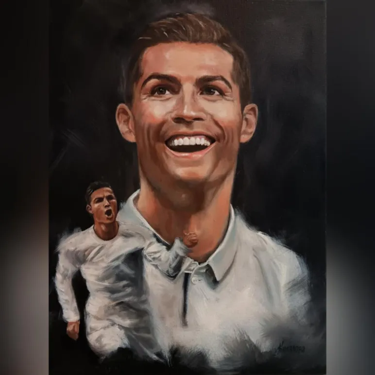 Портрет маслом на холсте ручной работы Криштиану Роналду