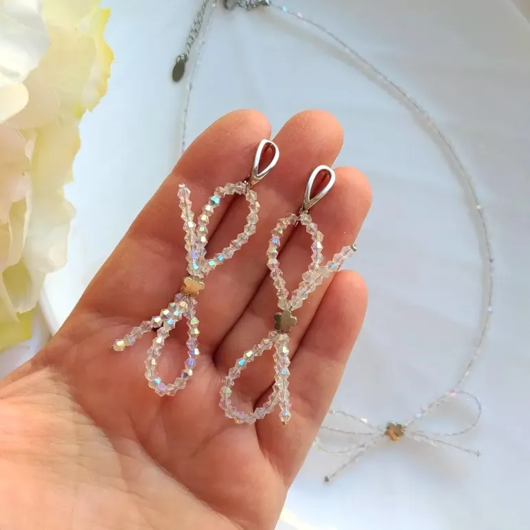 Комплект чокер и серьги бантики