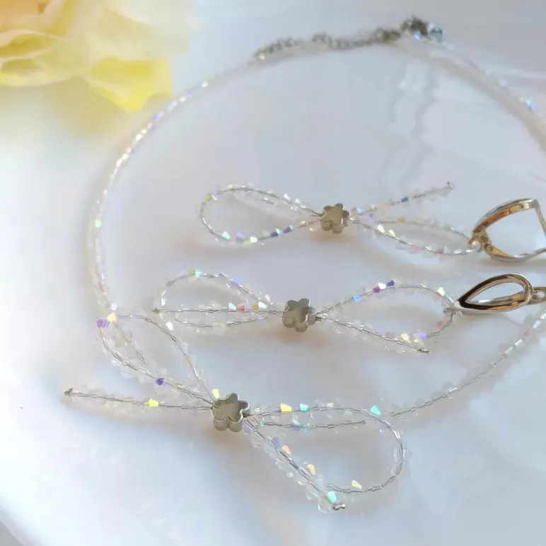 Комплект чокер и серьги бантики