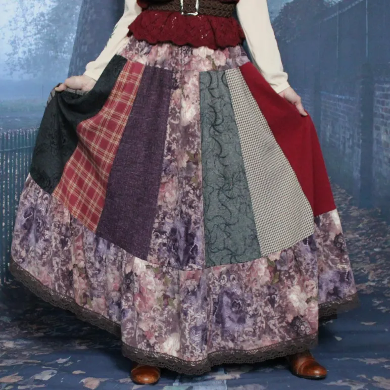 Юбка в стиле пэчворк. Юбка на осень-зиму