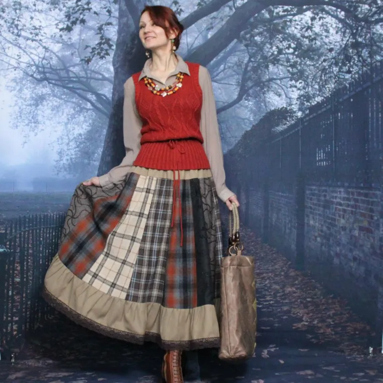 Юбка в стиле пэчворк. Юбка на осень-зиму