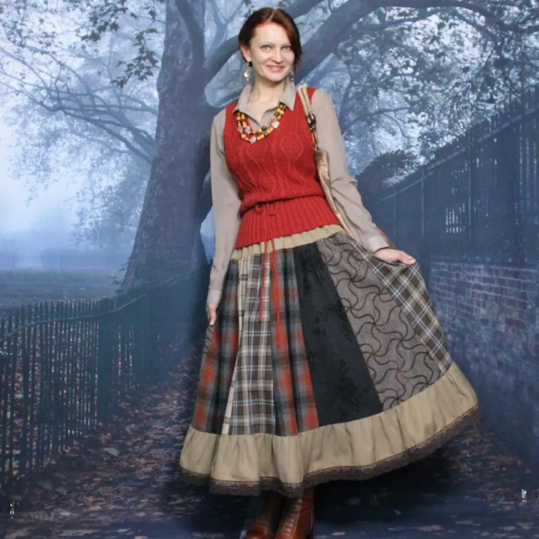 Юбка в стиле пэчворк. Юбка на осень-зиму