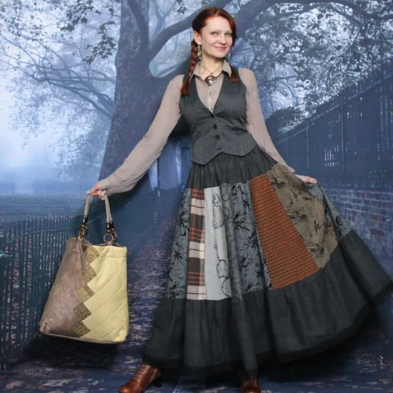 Юбка пэчворк длинная. Юбка на осень-зиму