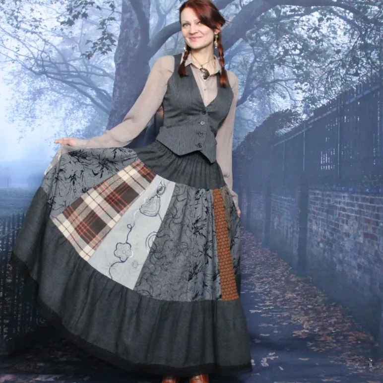 Юбка пэчворк длинная. Юбка на осень-зиму