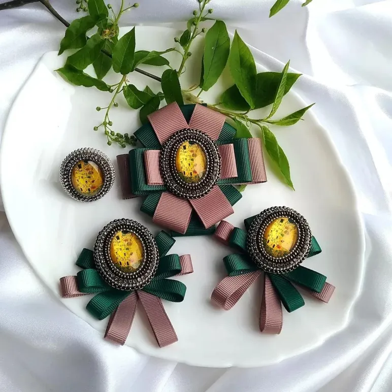 Комплект украшений: брошь, кольцо и серьги-трансформеры