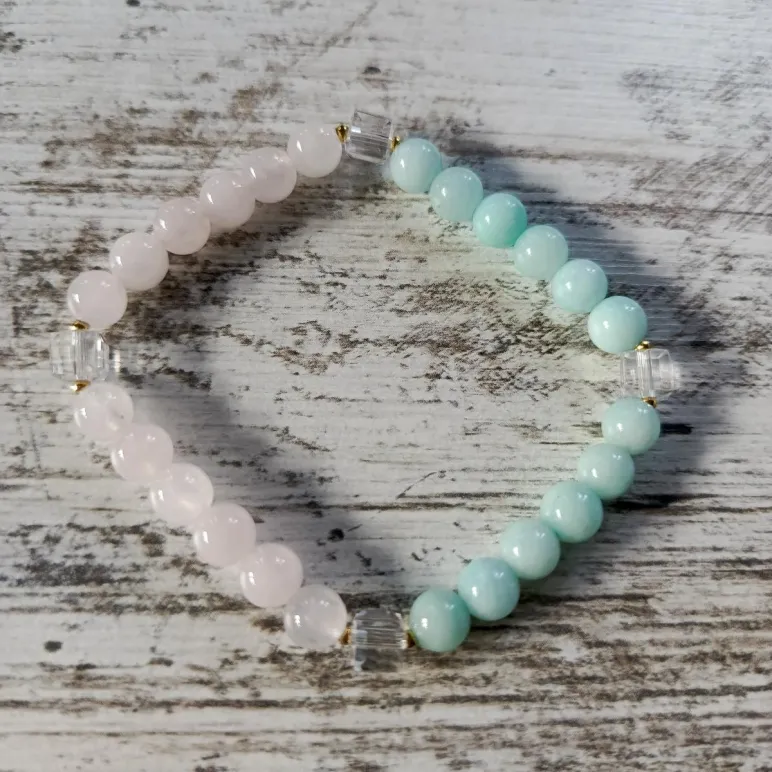 Браслет из ларимара и розового кварца