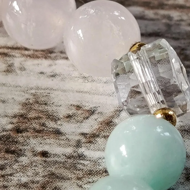 Браслет из ларимара и розового кварца