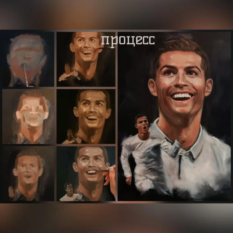 Портрет маслом на холсте ручной работы Криштиану Роналду