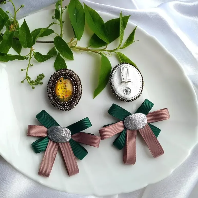 Комплект украшений: брошь, кольцо и серьги-трансформеры