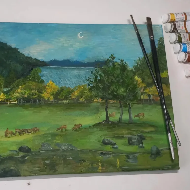 Картина ручной работы "Желтый вечер"