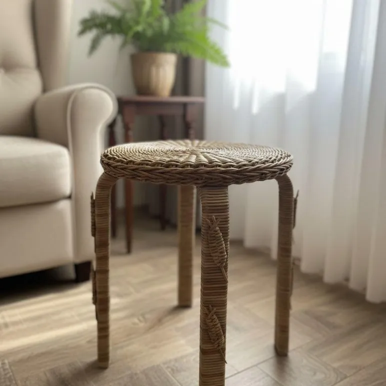 Плетеный табурет