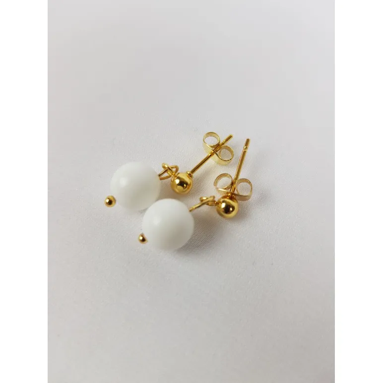 Серьги с белым агатом