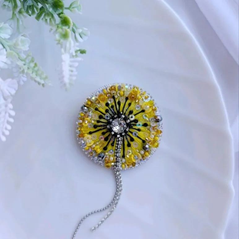 Брошь Одуванчик желтый