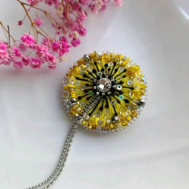 Брошь Одуванчик желтый