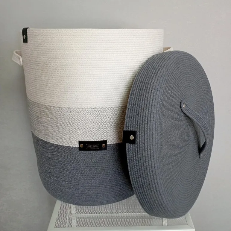 Корзина из хлопкового шнура ручной работы